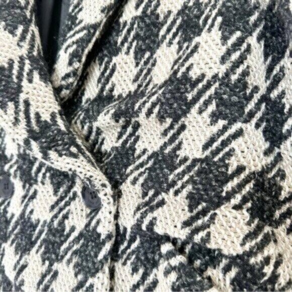 Anine Bing Diana Houndstooth Plaid Black Tan Double Breasted Blazer Size XL - Picture 11 of 14